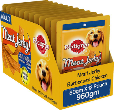 

Pedigree Dog Treats Meat Jerky Stix Barbecue, Chicken Dog Treat(0.96 kg, Pack of 12)