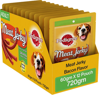 

Pedigree Dog Treats Meat Jerky Stix Bacon Dog Treat(720, Pack of 12)