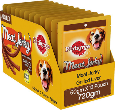 

Pedigree Dog Treats Meat Jerky Stix Grilled Liver Dog Treat(720, Pack of 12)