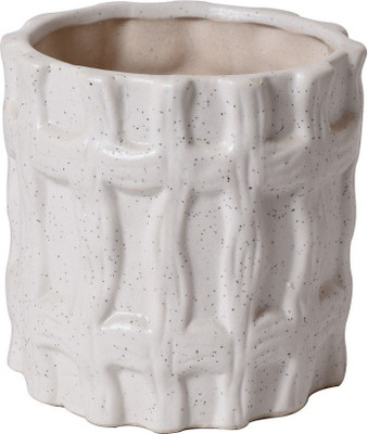 

Unravel India Plant Container(Ceramic, External Height - 11.43 cm), White