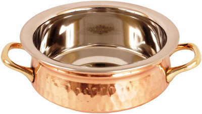 

IndianArtVilla 2.5" X 6.0" Royal Handmade High Quality Stainless Steel Copper Dish Serving Handi Handi 0.5 L(Copper), Brown