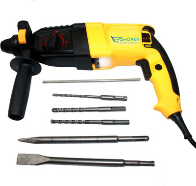 

eshopher Heavy Duty Rotary Hammer Drill 26mm 800W With 3 Mode 26mm Pistol Grip Drill(26 mm Chuck Size), Yellow