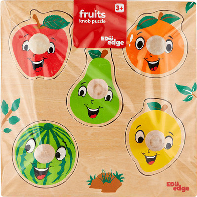

Eduedge FruIt's-Knob Puzzle.• Printed on high quality plywood. • Coated with safe paints for children. • Smooth edges and corners .(Multicolor)