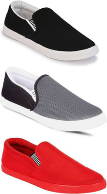 

WELDONE Combo Pack 3 Pair Of Loafers For Men(Black, Grey, Multicolor