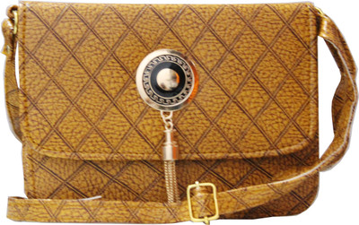 

Ikonic Women Evening/Party Brown Leatherette Sling Bag