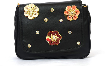 

RISH Women Casual Black PU Sling Bag