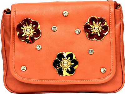 

RISH Women Casual Orange PU Sling Bag