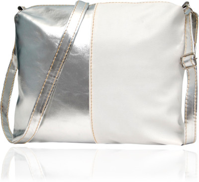 

Borse Women Casual White, Silver Leatherette Sling Bag, Silver;white