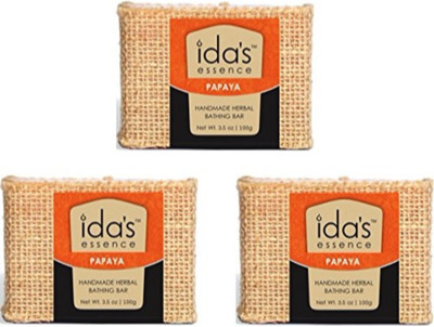 

Ida's Essence Handmade Bathing Bar - Papaya - Lightens and exfloiates (Pack of 3)(300 g, Pack of 3)