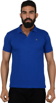 

Got It Solid Men's Polo Neck Blue T-Shirt