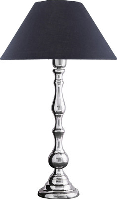 Homesake Teardrop Chrome Lamp with Black Shade Table Lamp(55 cm, Silver)