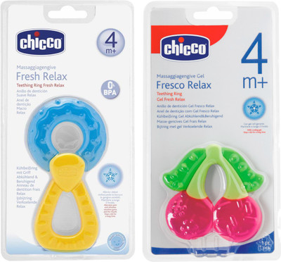 

Chicco FRESH RELAX RING WITH HANDLE TEETHERS and Fresh Relax Cherry Teether Teether(Blue)
