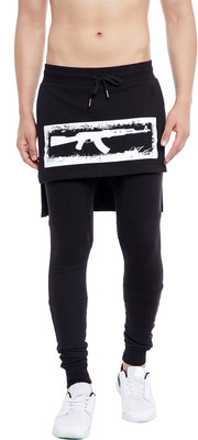 Fugazee Solid Men Black Track Pants