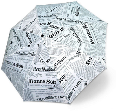 

Kraptick Compact Travel (White Newspaper) Umbrella(Multicolor)
