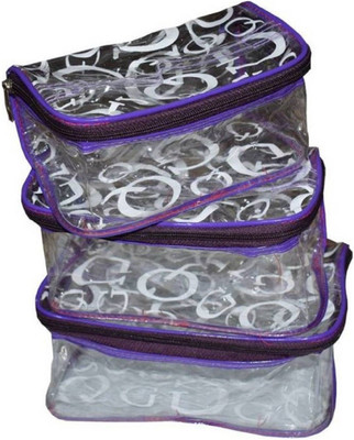 

shivanshshine cosmetic bag bridal organizer jewellry srorage makeup kits 3 pc sets (Purple) Makeup Kits Vanity Box(Purple)