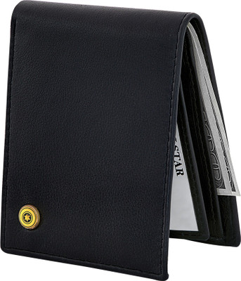 

POLLSTAR Men Black Genuine Leather Wallet(4 Card Slots)