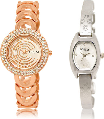 

LOREM LR-202-219 Multicolor Contemporary & Round Girl's Metal Bracelet Watch - For Women