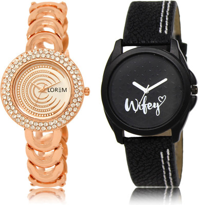 

LOREM LR-202-234 Multicolor Round Girl's Leather & Metal Bracelet Watch - For Women