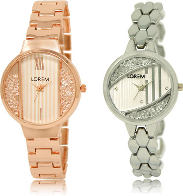

LOREM LR-217-223 Silver & White Round Girl's Metal Bracelet Watch - For Women