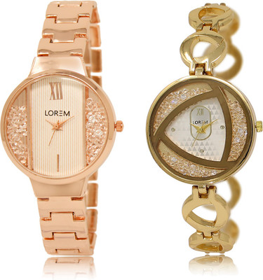 

LOREM LR-217-239 Silver & White Round Girl's Metal Bracelet Watch - For Women