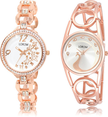 

LOREM LR-210-232 Silver & White Round Girl's Metal Bracelet Watch - For Women