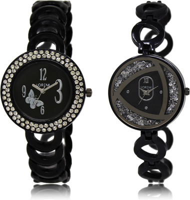 

LOREM LR-201-237 Silver & Black Round Girl's Metal Bracelet Watch - For Women