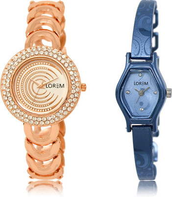 

LOREM LR-202-218 Multicolor Contemporary & Round Girl's Metal Bracelet Watch - For Women