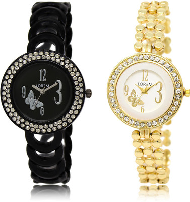 

LOREM LR-201-203 Multicolor Round Girl's Metal Bracelet Watch - For Women