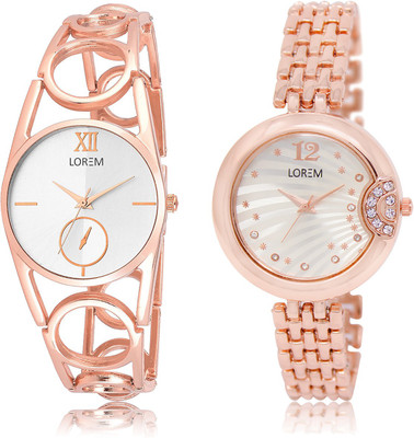 

LOREM LR-213-228 White Round Girl's Metal Bracelet Watch - For Women