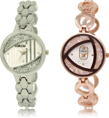 

LOREM LR-223-238 White Round Girl's Metal Bracelet Watch - For Women