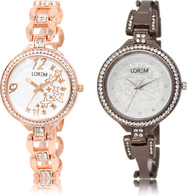 

LOREM LR-210-236 Silver & White Round Girl's Metal Bracelet Watch - For Women