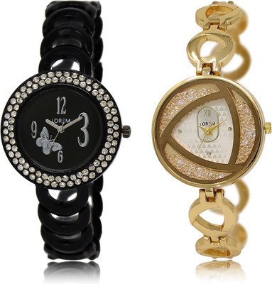 

LOREM LR-201-239 Silver & Black Round Girl's Metal Bracelet Watch - For Women