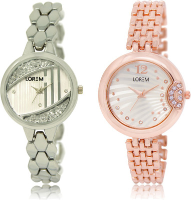 

LOREM LR-223-228 White Round Girl's Metal Bracelet Watch - For Women
