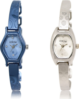 

LOREM LR-218-219 Silver & Blue Contemporary Girl's Metal Bracelet Watch - For Women