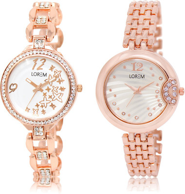 

LOREM LR-210-228 Silver & White Round Girl's Metal Bracelet Watch - For Women
