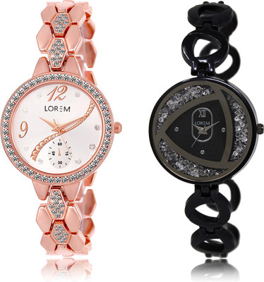LOREM LR-215-237 White Round Girl's Metal Bracelet Watch - For Women