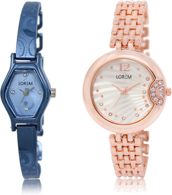 

LOREM LR-218-228 Silver & Blue Round & Contemporary Girl's Metal Bracelet Watch - For Women