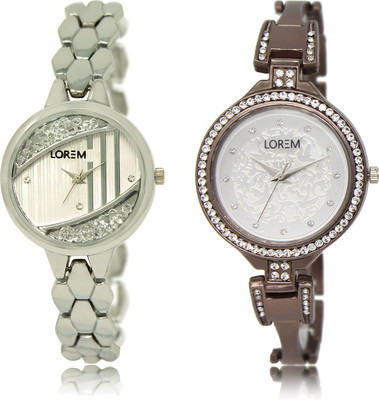 

LOREM LR-223-236 White Round Girl's Metal Bracelet Watch - For Women