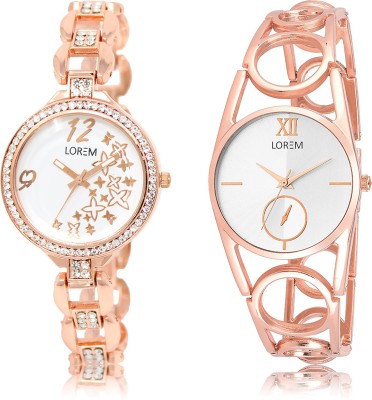 

LOREM LR210-LR213 Silver & White Round Girl's Metal Bracelet Watch - For Women