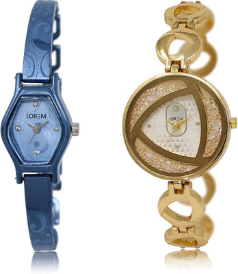 

LOREM LR-218-239 Silver & Blue Round & Contemporary Girl's Metal Bracelet Watch - For Women