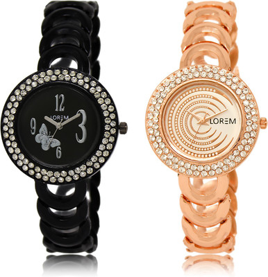 

LOREM LR-201-202 Multicolor Round Girl's Metal Bracelet Watch - For Women
