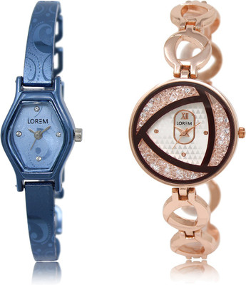 

LOREM LR-218-238 Silver & Blue Round & Contemporary Girl's Metal Bracelet Watch - For Women