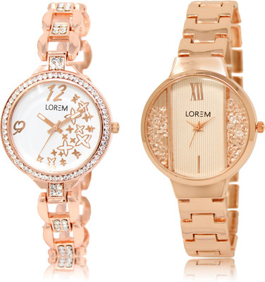 

LOREM LR-210-217 White Round Girl's Metal Bracelet Watch - For Women