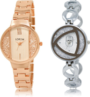 

LOREM LR-217-240 Silver & White Round Girl's Metal Bracelet Watch - For Women