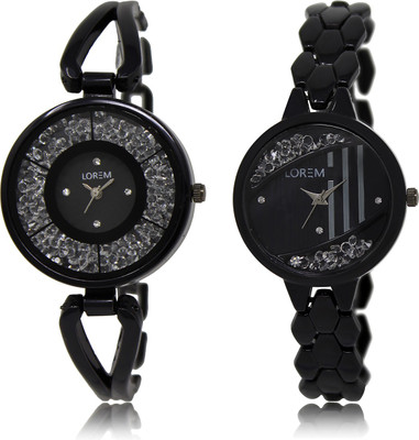 

LOREM LR-211-221 Black Round Girl's Metal Bracelet Watch - For Women
