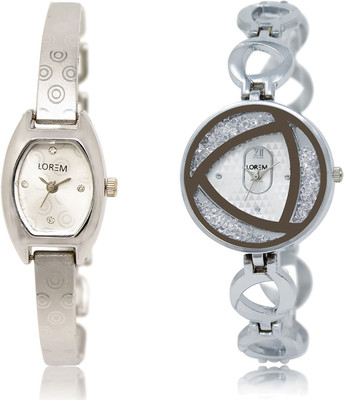 

LOREM LR-219-240 White Round & Contemporary Girl's Metal Bracelet Watch - For Women