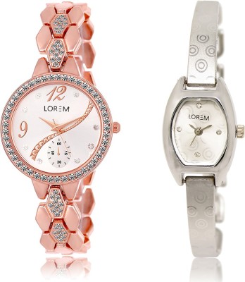 

LOREM LR-215-219 White Contemporary & Round Girl's Metal Bracelet Watch - For Women