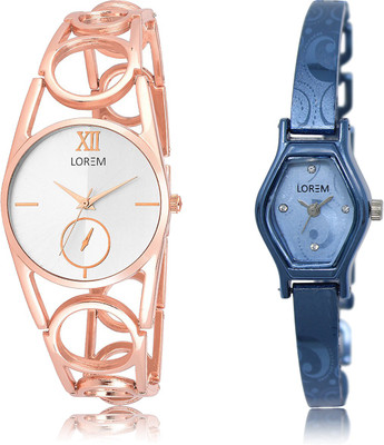 

LOREM LR-213-218 Blue & Silver Contemporary & Round Girl's Metal Bracelet Watch - For Women