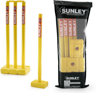 

SUNLEY Plastic Stumps set for both sides(4 wickets,2 bails,2 base,1 kit bag)(Yellow)