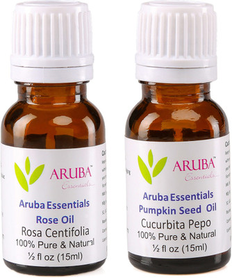 

Aruba Essentials Rose Oil & Pumpkin Seed Oil 100% Undiluted Combo of 15 ml each(30 ml)